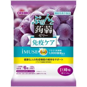 オリヒロ　機能性表示食品　ぷるんと蒟蒻ゼリーパウチ　プラズマ乳酸菌巨峰味　6個