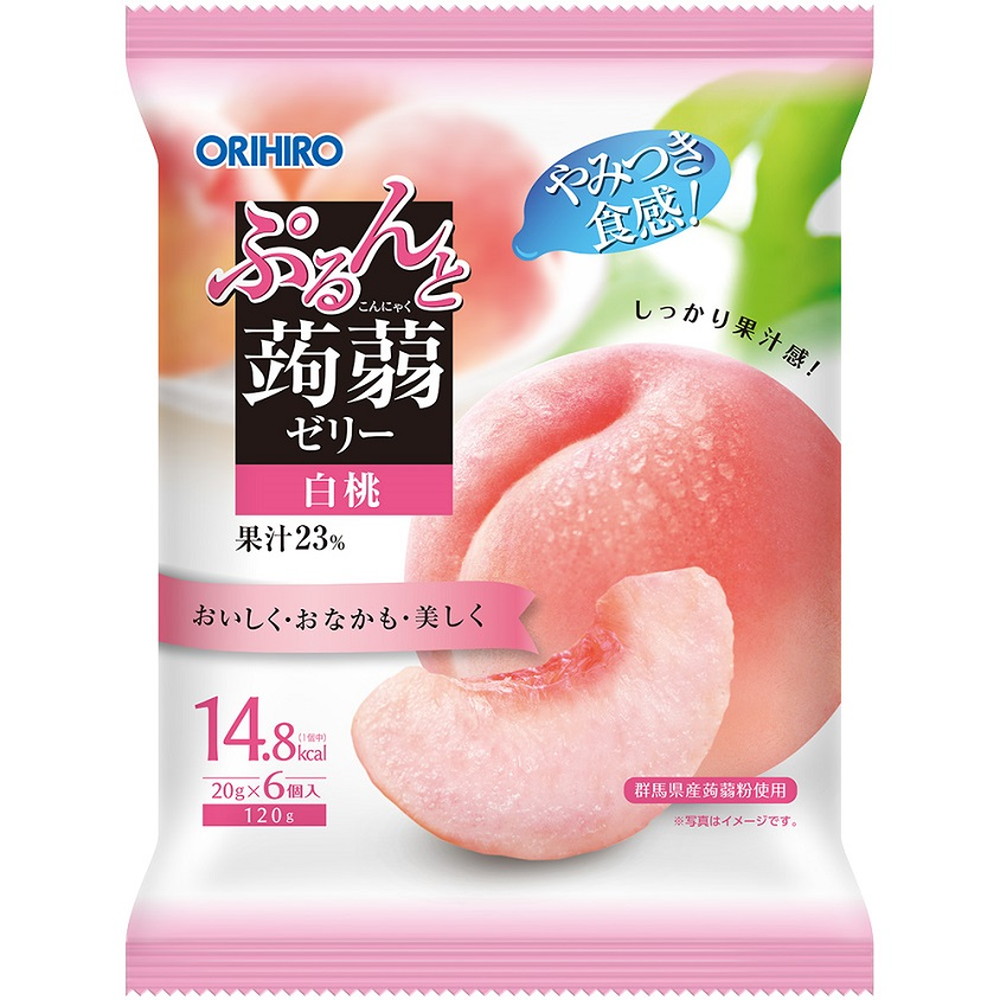 オリヒロ　ぷるんと蒟蒻ゼリーパウチ　白桃　6個