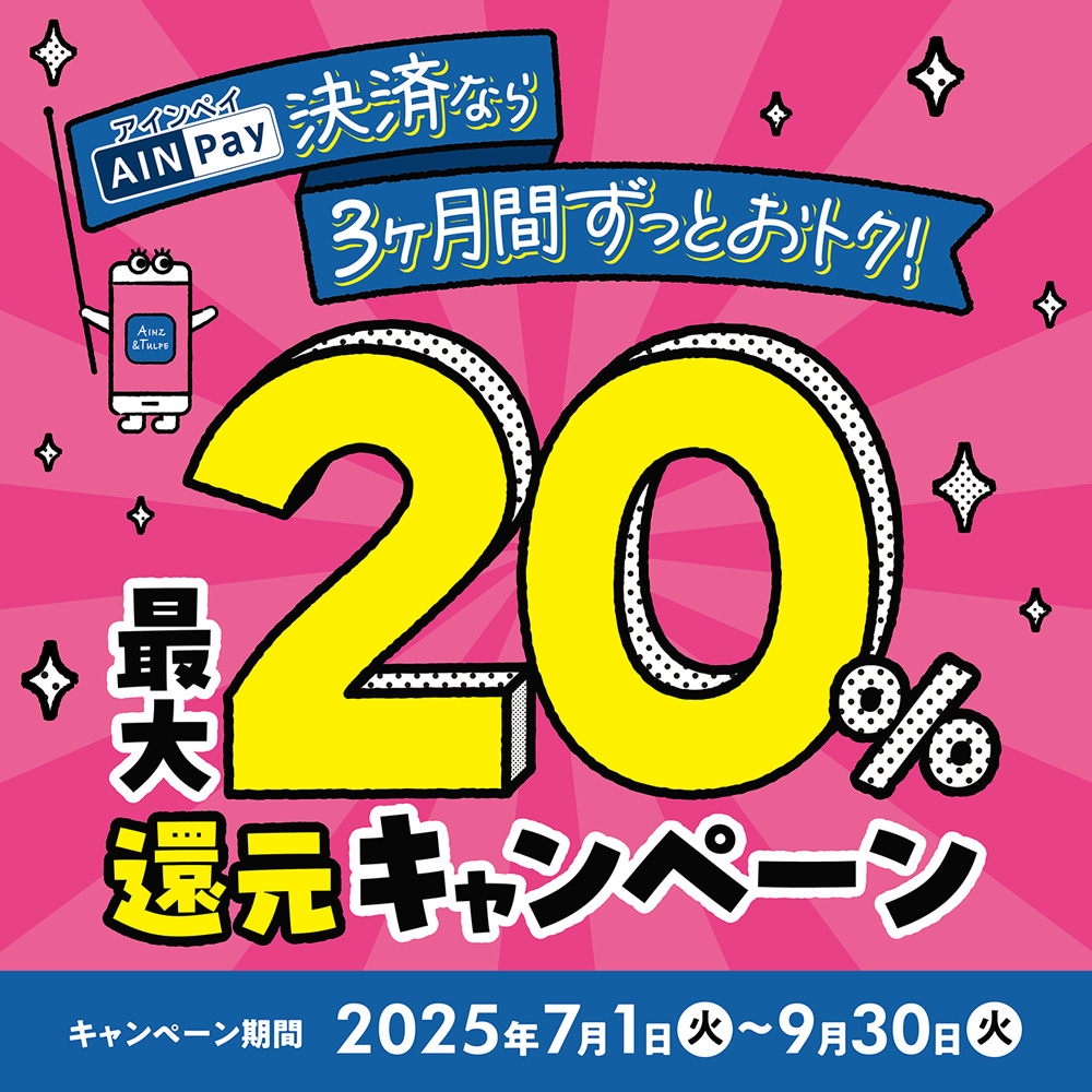 アインズ＆トルペWEBSTORE AINPay決済なら3ヶ月間ずっとおトク！